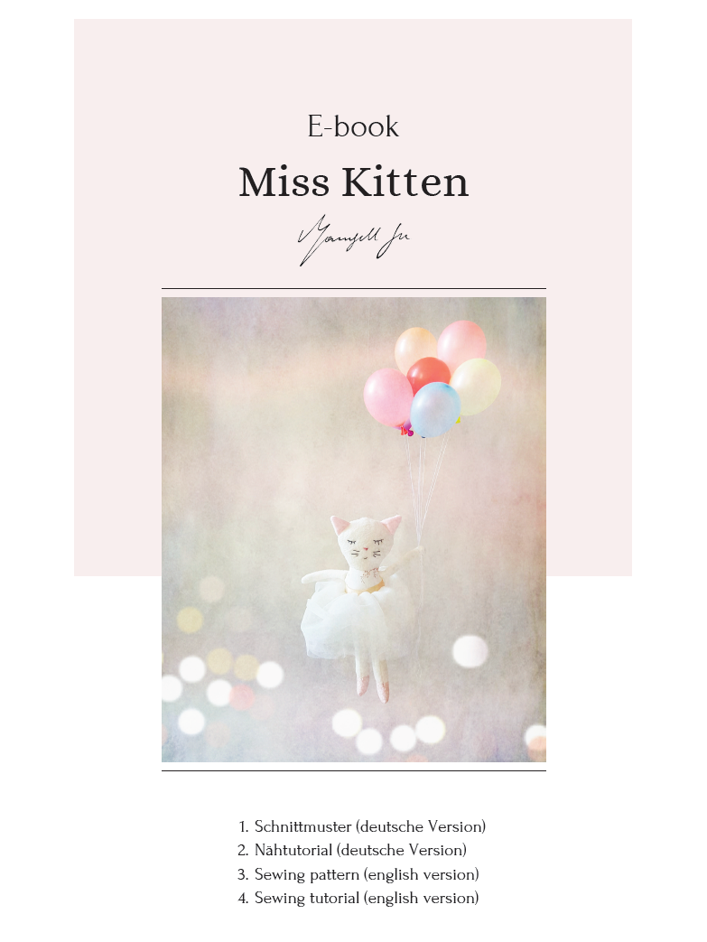 E-book Stoffkatze "Miss Kitten" Schnittmuster und Nähanleitung (Deutsch und Englisch)